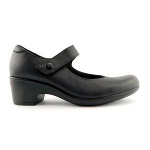 Unworn CLARKS Cushion Black Leather Mary Jane Block Heel Pumps  9.5 / 41